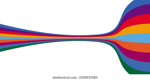 Líneas de color 3D en vista de perspectiva, fondo vector abstracto, ilustración de perspectiva lineal