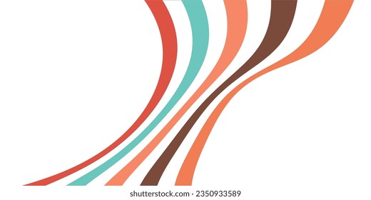 3D Colorful lines in perspective view, abstract vector background, linear perspective illustration