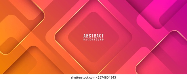 3D colorful luxury abstract background overlap layer on bright space with golden lines squares decoration. Modern graphic design element cutout style concept for web, flyer, card, or brochure cover