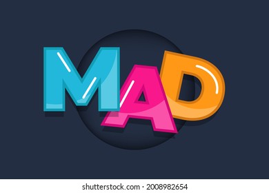 3D colorful mad custom lettering on dark blue background