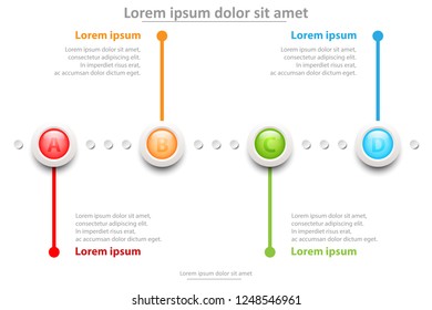3D colorful marble circle on timeline with four topics for website presentation cover poster vector design infographic illustration concept