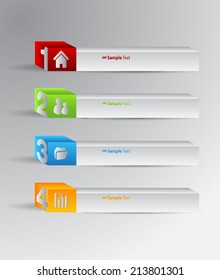 3D colorful modern text box template for website and graphic, numbers, icon.