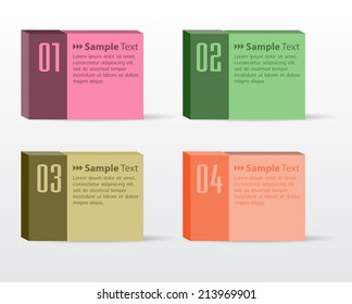 3D colorful modern text box template for website and graphic, numbers, icon. 