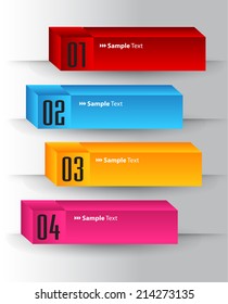 3D colorful modern text box template for website and graphic, numbers, icon. 