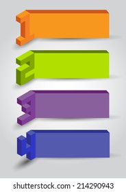 3D colorful modern text box template for website and graphic, numbers, icon. 