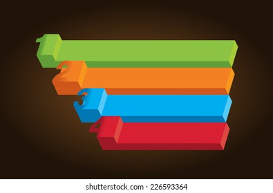 3D colorful modern text box template for website and graphic, numbers. 