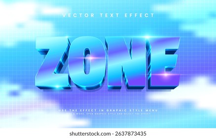 3d Colorful Modern Zone, Editable Vector Text Effect. Elegant Technology Concept.