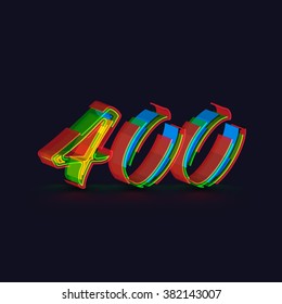 3D colorful number from a typeset, vector