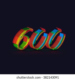 3D colorful number from a typeset, vector