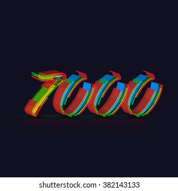 3D colorful number from a typeset, vector