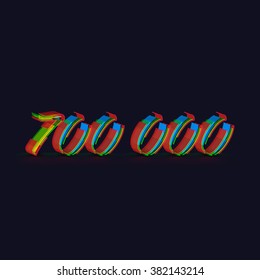 3D colorful number from a typeset, vector