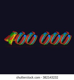3D colorful number from a typeset, vector