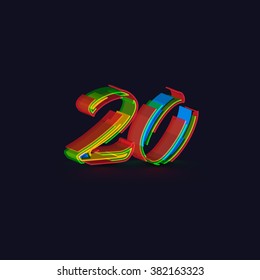 3D colorful number from a typeset, vector
