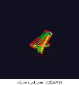 3D colorful number from a typeset, vector