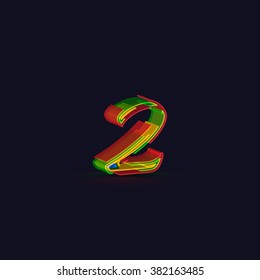 3D colorful number from a typeset, vector