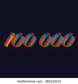 3D colorful number from a typeset, vector