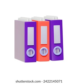 3D Colorful Office Folders for Document Organization and Storage.
