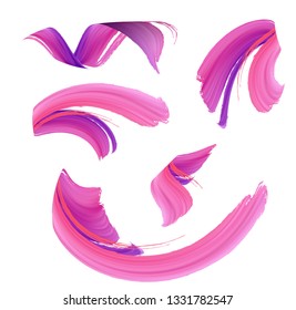 3d colorful paint brush stroke ribbon collection. Vector background.