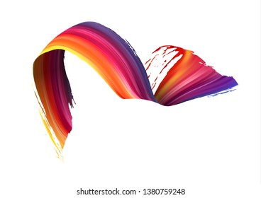 3d Colorful Paint Watercolor Or Acrylic Brush Stroke Ribbon Spiral Vector Background.