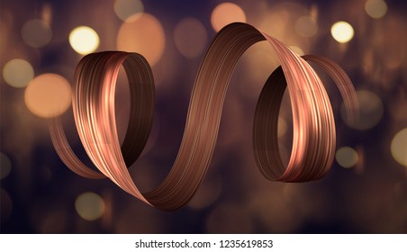 3d colorful paint watercolor brush stroke luxury ribbon spiral and white text frame. Vector background.