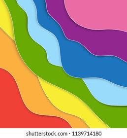 3D colorful papercut layers vector background design. Paper cut style, space for text, vector illustration