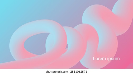 3D Colorful Pastel Blue And Pink Liquid Frame Background. Cosmetic Wallpaper. Beauty Banner. Vector Illustration. Backdrop. Futuristic