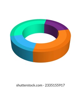 3d Colorful Pie Chart Isolated. Useful Infographic Element