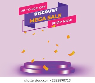 3d colorful purple product display podium