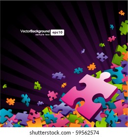 3.ª colorida pieza de rompecabezas fondo vectorial