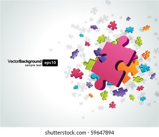 3d colorful puzzle piece vector background