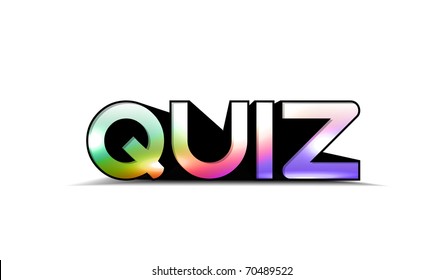 3d colorful quiz text, isolated on white background.