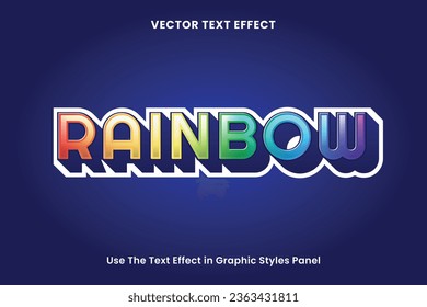 Efecto de texto del vector editable de arcoiris 3D colorido