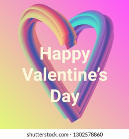 3d colorful realistic form in shape of heart for Valentines day greeting card, wedding decoration element. Vector illustration. 10 eps