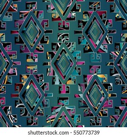 3d colorful seamless pattern. Geometric background. Modern ornate wallpaper.
