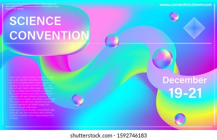 3d colorful shapes. Fluid background. Conference banner. Trendy abstract cover. Futuristic design poster. Colorful gradient. Vector.