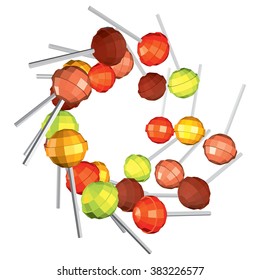 3d Colorful Spiral of Lollipops Isolated on the White. Vector Illustration.