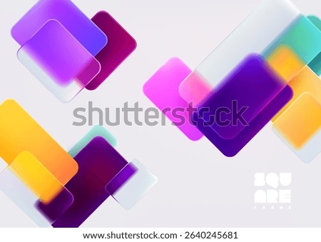 3D colorful squares and rectangles on white background. Art geometric shapes in liquid glass style. Abstract vector design elements.