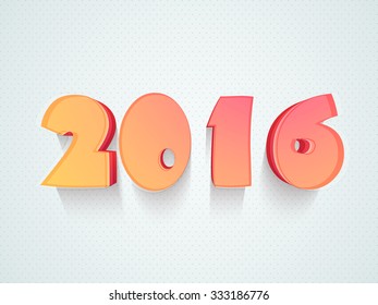 3D colorful text 2016 on glossy sky blue background for Happy New Year celebration.