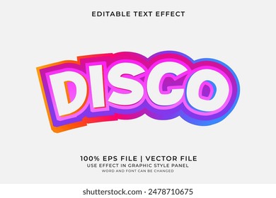 3D Colorful text effect Disco editable vector