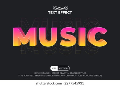 3D Colorful Text Effect Music Style. Vibrant editable text effect.