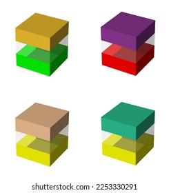 3.d Coloridas Cajas Cuboides Transparentes Diseño De Vector De Ilustración Gráfica Para Diversos Proyectos De La Escuela De Finanzas Empresariales 