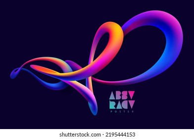  3D colorful twisted circle. Liquid geometric shapes. Abstract vector design element