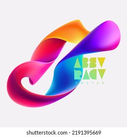 3D colorful twisted line. Liquid geometric shapes. Abstract vector design element