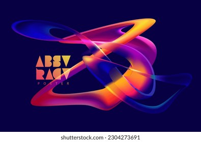 3D colorful twisted lines. Liquid and glass geometric shapes. Abstract vector design element.