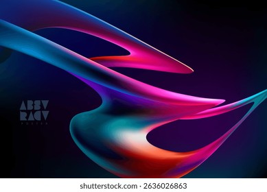  3D colorful twisted lines. Liquid geometric shapes. Abstract vector design element.