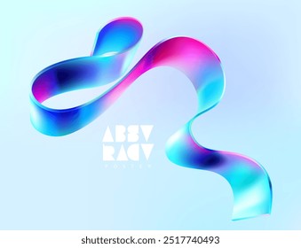 3D colorful twisted ribbon. Abstract geometric element for posters, banner, covers.