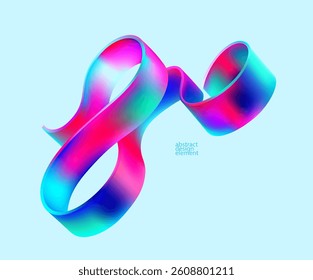 3D colorful twisted ribbon on light background. Abstract geometric element for posters, banner, covers.