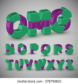 3D colorful typeset, vector