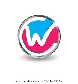 3D colorful W initial letter with modern leaf monogram logo