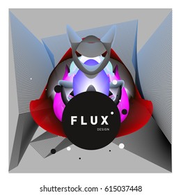 3D Colorful Wave Background. Dynamic Flux Effect. Abstract Vector Illustration. Design Template. Modern Pattern.